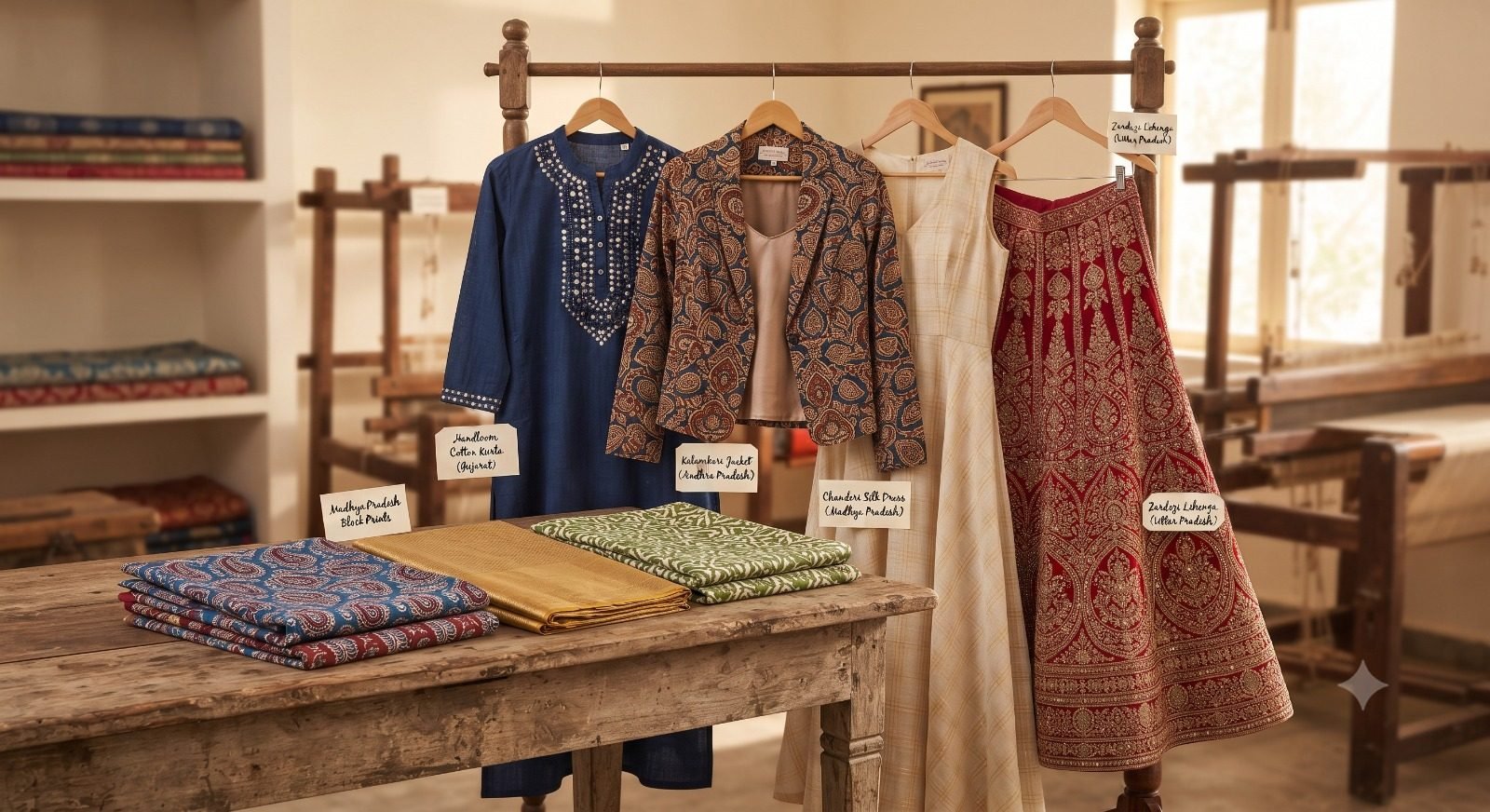 Garments — handloom, block prints, Chanderi silk and occasion wear